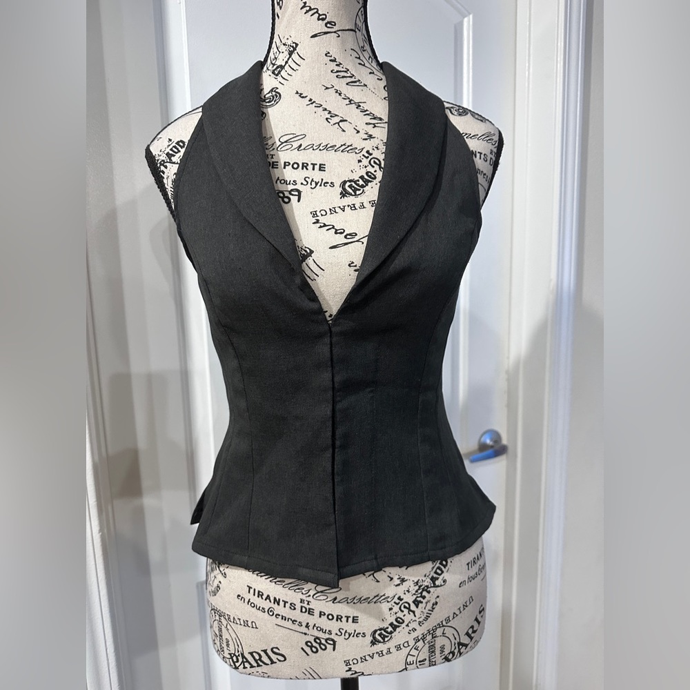 Mark Wong Nark Black Vest with fish eye hook front closure